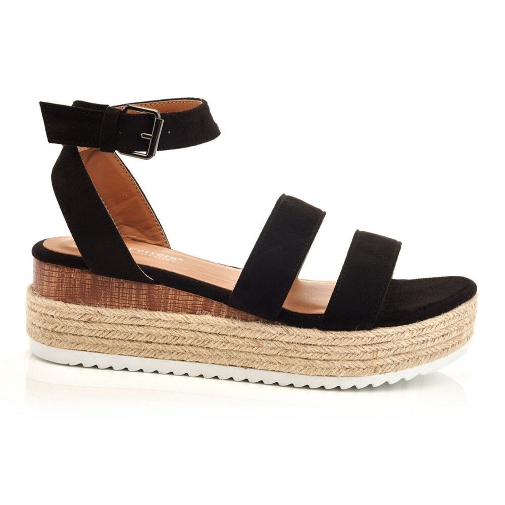 Henry Ferrera Collection Elda Womens Wedge Sandal Black Size 7 - Picture 13 of 14